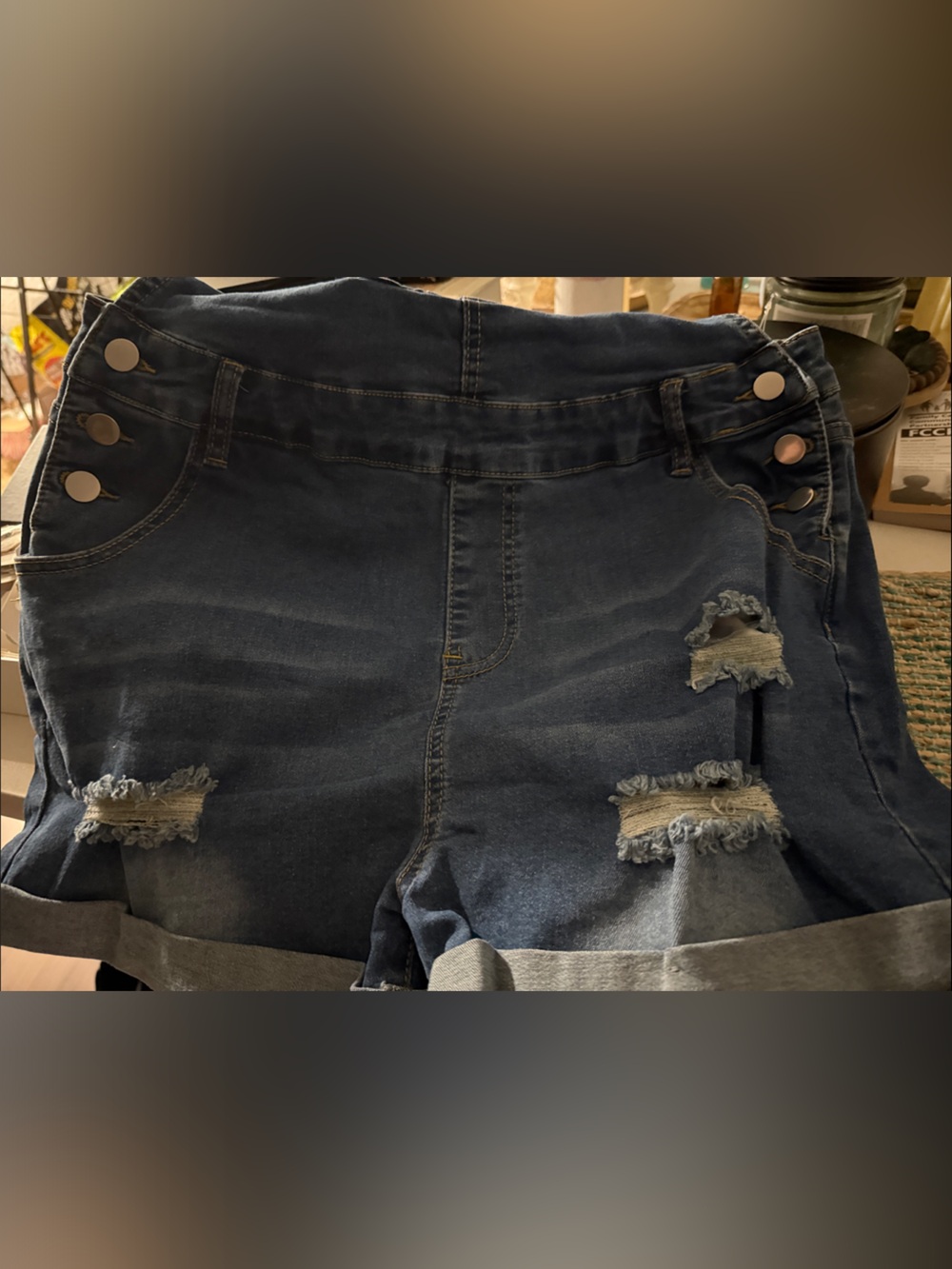 Distressed Dark Blue Denim overalls WOMANS SIZE XL